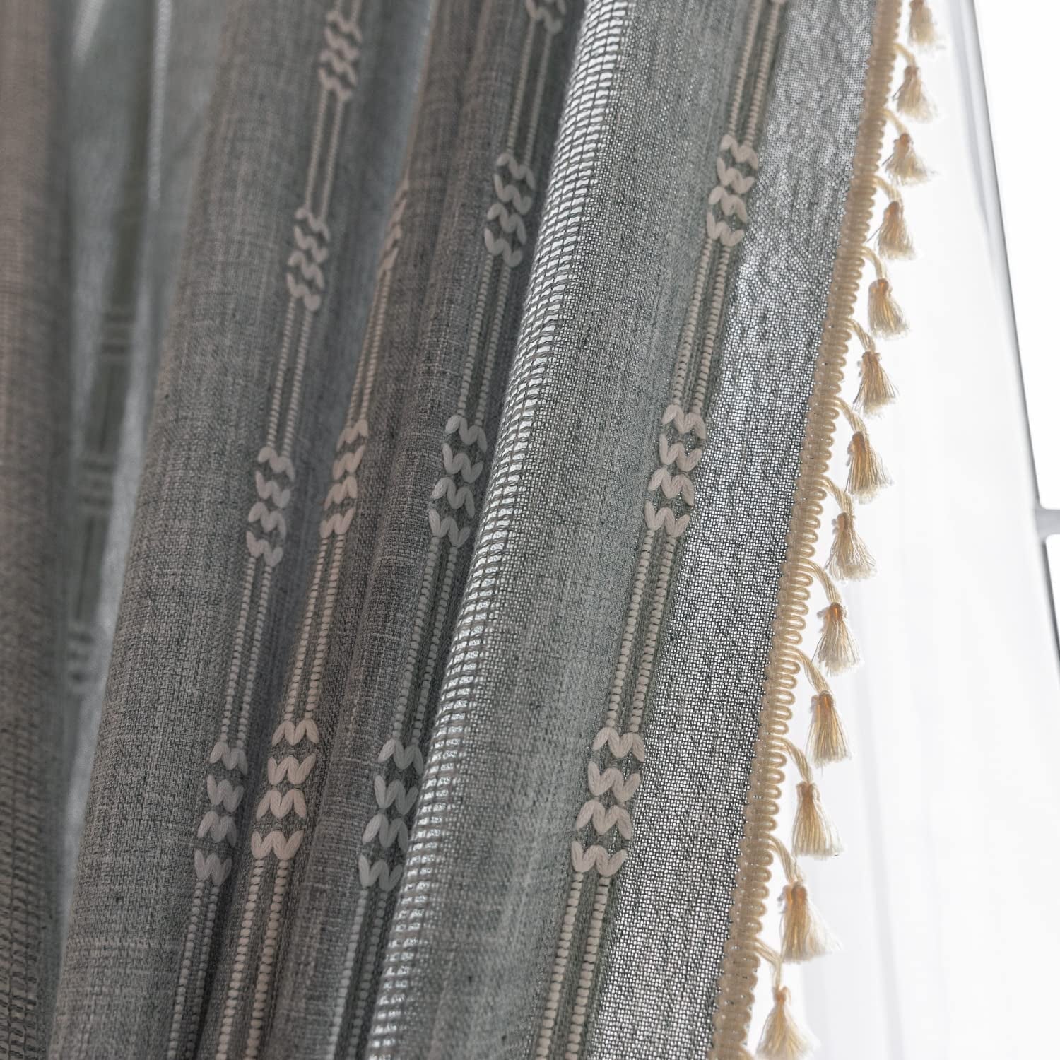 Boho Curtains for Bedroom Gray Vintage Curtains Living Room 52" W X 84" L