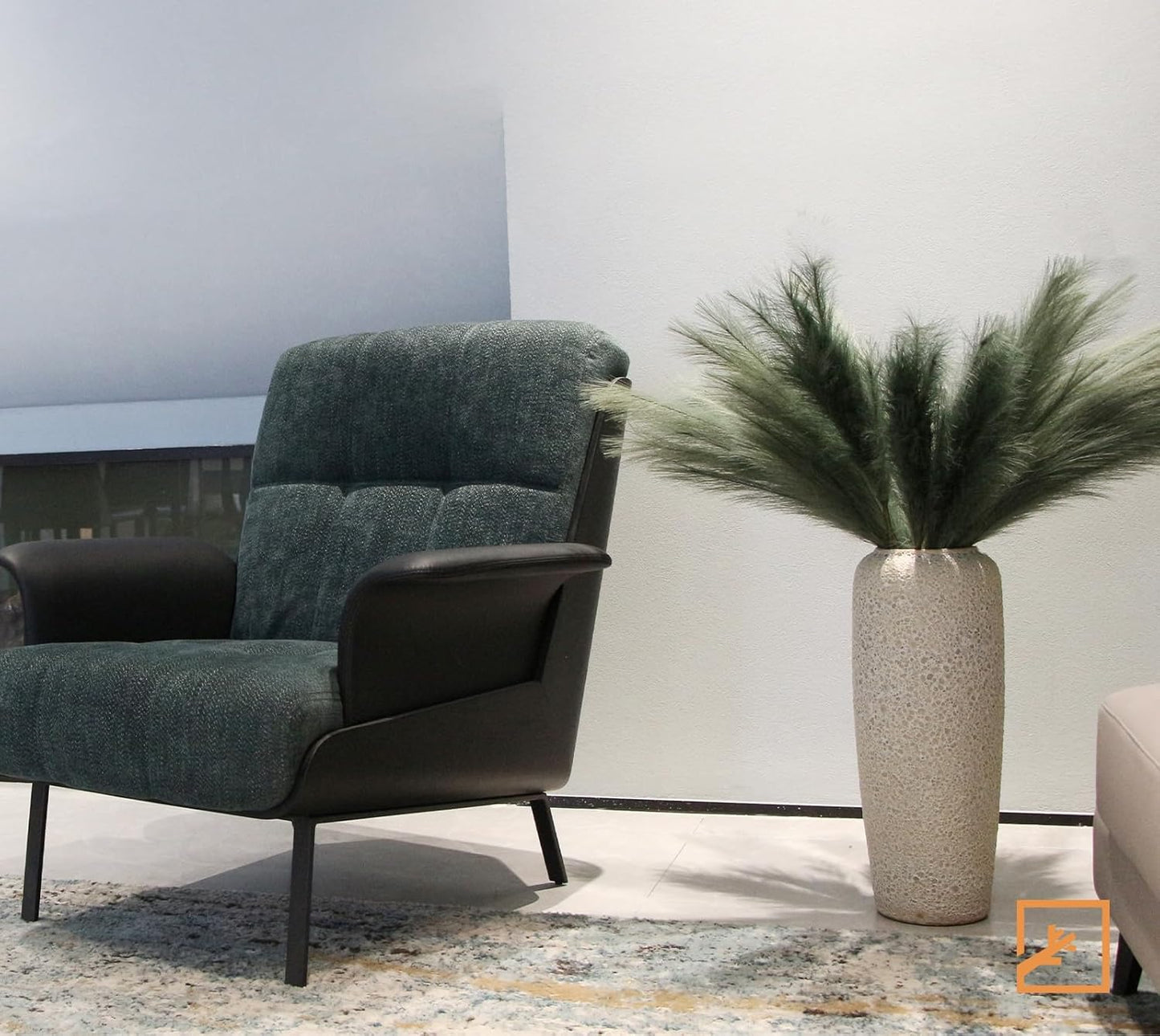 7-Pcs 38"/3.1FT Faux Pampas Grass Large Tall Fluffy Artificial Fake Flower Boho Decor Bulrush Reed Grass for Vase Filler Farmhouse Home Wedding Decor (Green)