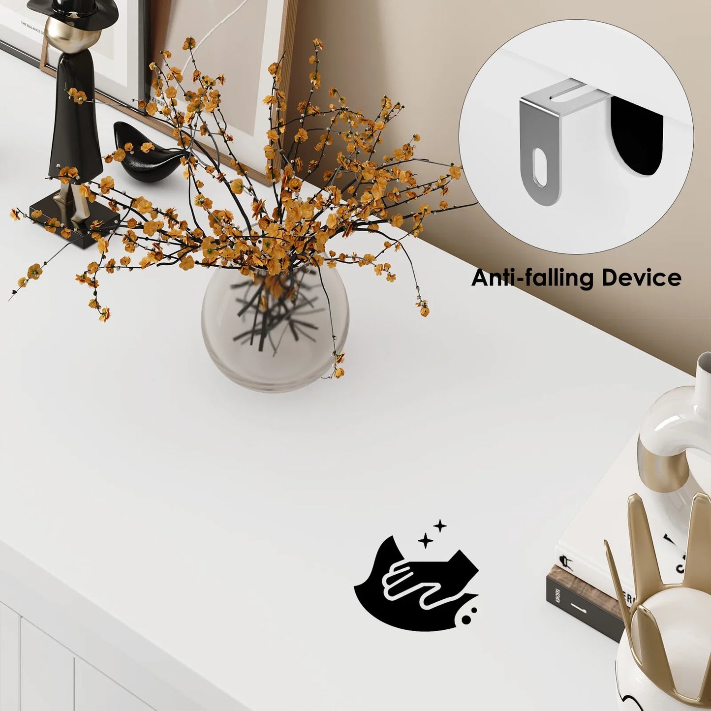 White 6-Drawer Double Dresser | 42.5" Wide Wooden Bedroom Chest of Drawers