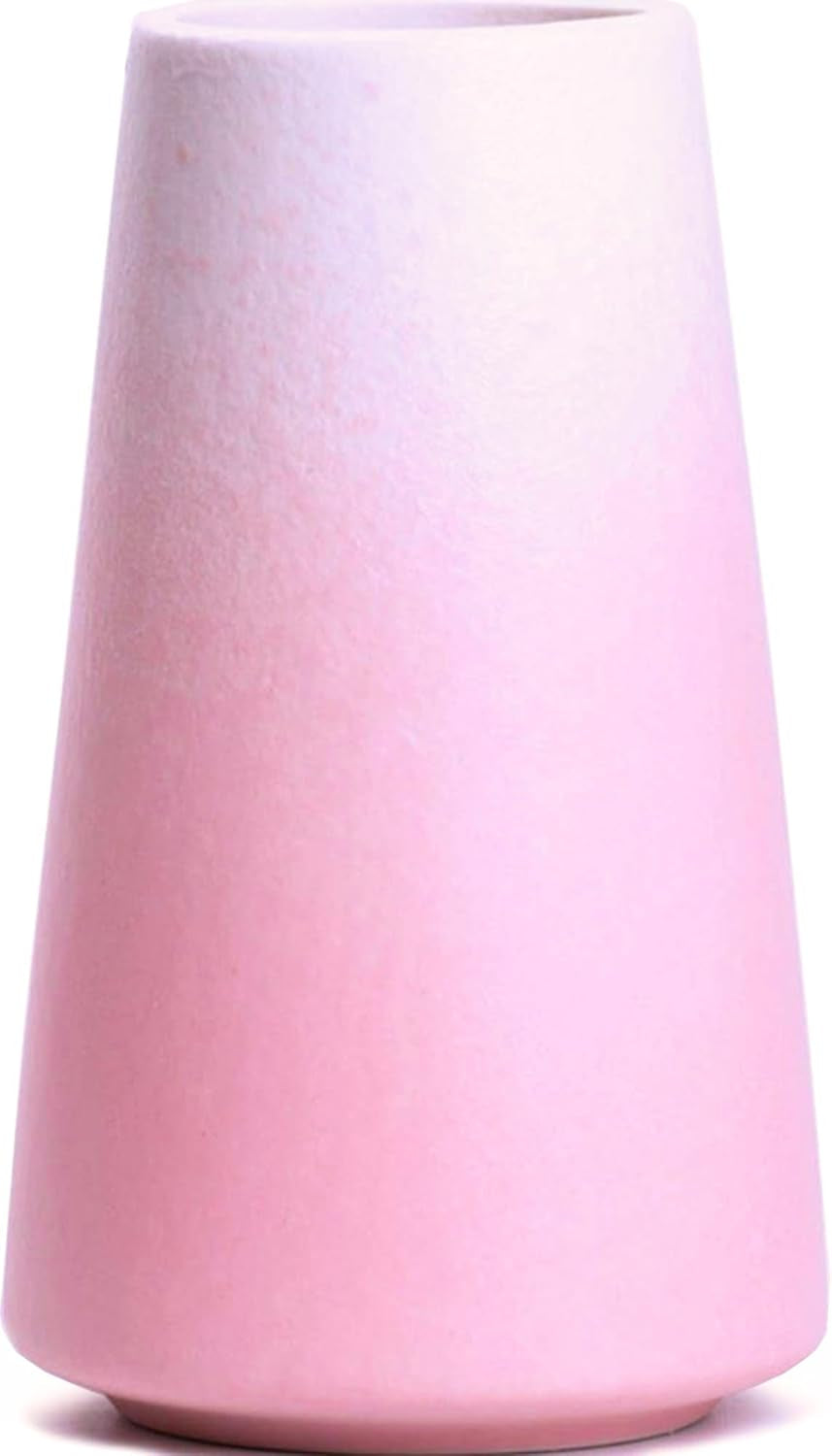 Bright White Vase - 6“ White Ceramic Flower Vase, Boho Vases for Pampas Grass, Minimalist Modern Vases for Home Decor, Table Shelf Living Room Farmhouse Decor