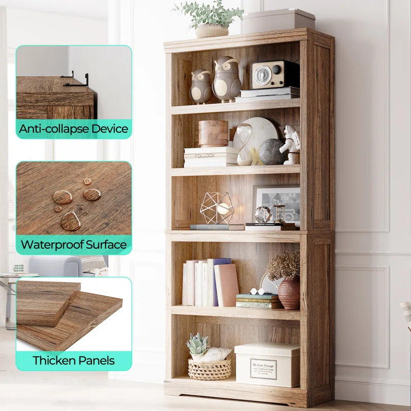 Kiwako Bookcase | Modern 5-Tier Open Storage Shelf