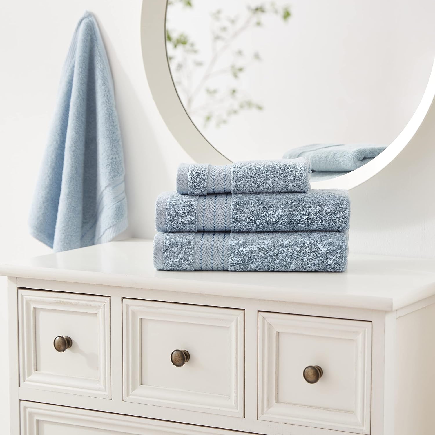 Light Blue 6-Piece Turkish Cotton Towel Set | 650 GSM Luxury Soft, Absorbent & Durable Bathroom Towels