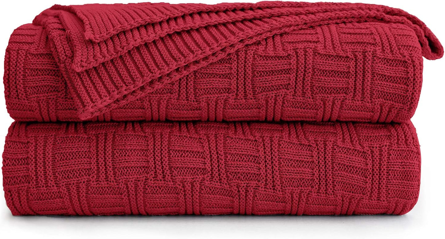 Charcoal Grey Cotton Throw Blanket for Couch Sofa Bed - Home Decorative Soft Cozy Sweater Fall Cable Knit Blankets -Dark Gray 2.2 Pounds 50 X 60 Inch