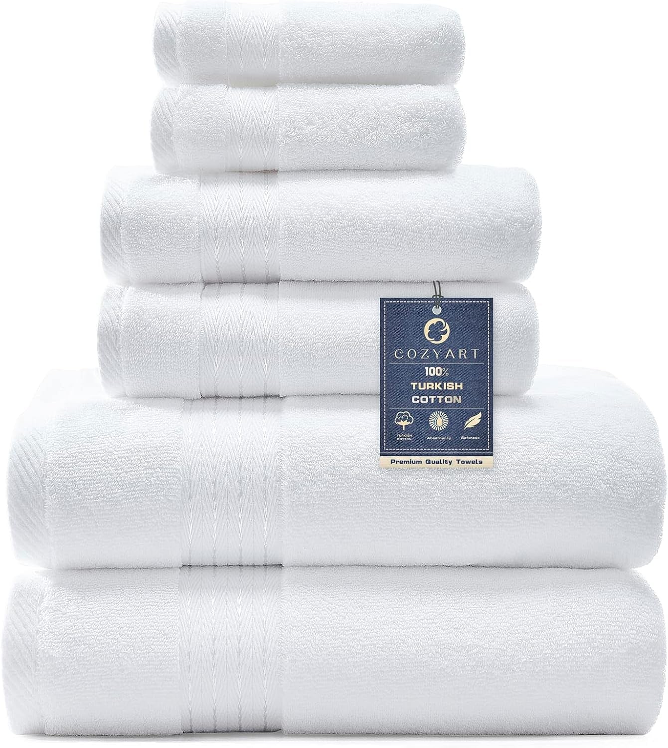 Light Blue 6-Piece Turkish Cotton Towel Set | 650 GSM Luxury Soft, Absorbent & Durable Bathroom Towels