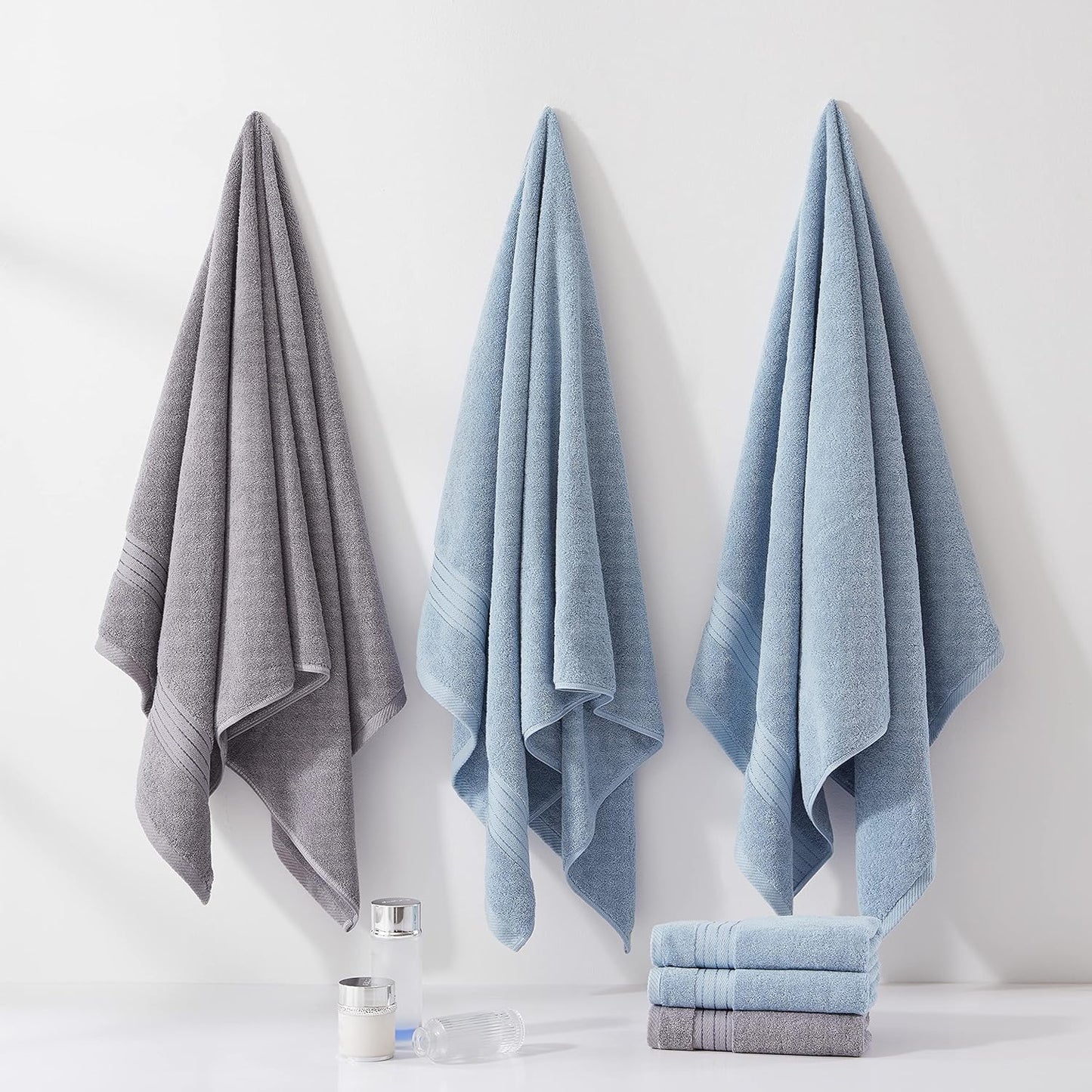 Light Blue 6-Piece Turkish Cotton Towel Set | 650 GSM Luxury Soft, Absorbent & Durable Bathroom Towels
