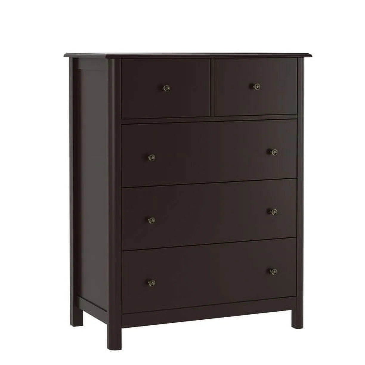 Brown 5-Drawer Dresser Chest | Bedroom & Living Room Storage Cabinet with Easy Pull Handles