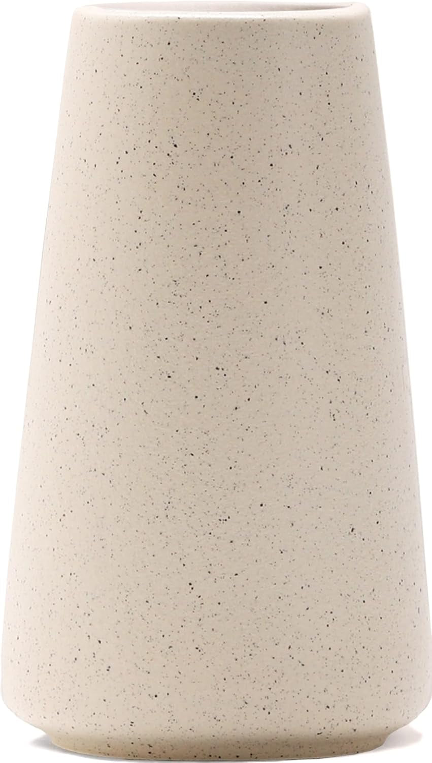 Bright White Vase - 6“ White Ceramic Flower Vase, Boho Vases for Pampas Grass, Minimalist Modern Vases for Home Decor, Table Shelf Living Room Farmhouse Decor