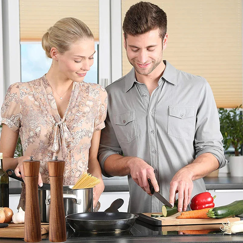 Acacia Wooden Salt & Pepper Grinder | Adjustable Ceramic Mill for Kitchen