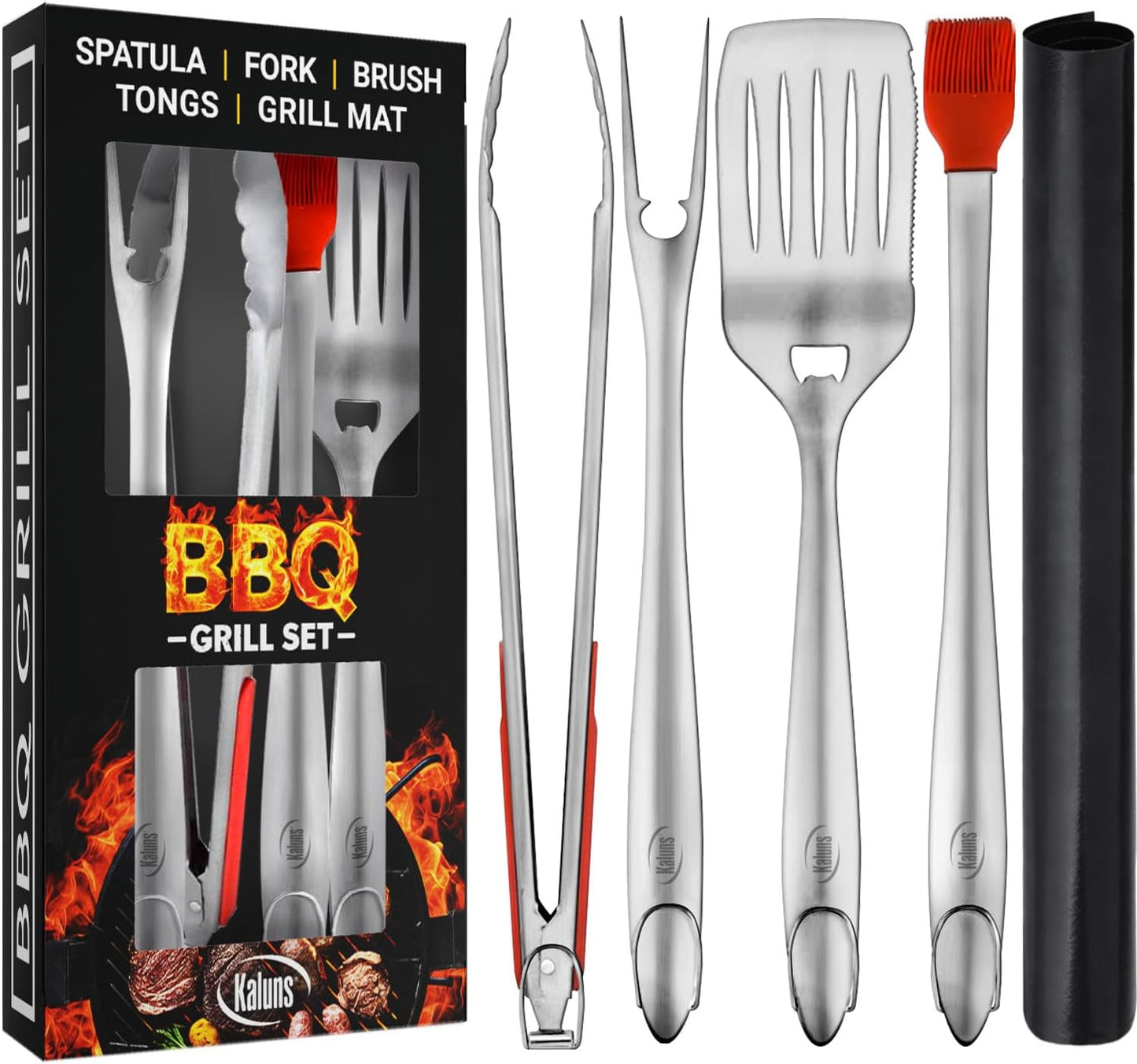 Heavy-Duty Stainless Steel BBQ Grill Tool Set | Grilling Accessories & Gifts for Men, Dad, Christmas, Birthday