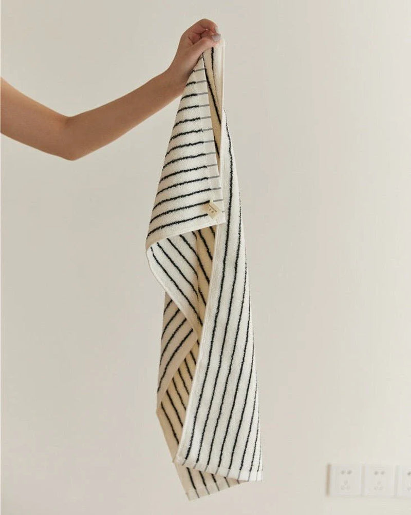 Retro Style 100% Organic Combed Cotton Striped Bath Towel | Soft & Absorbent