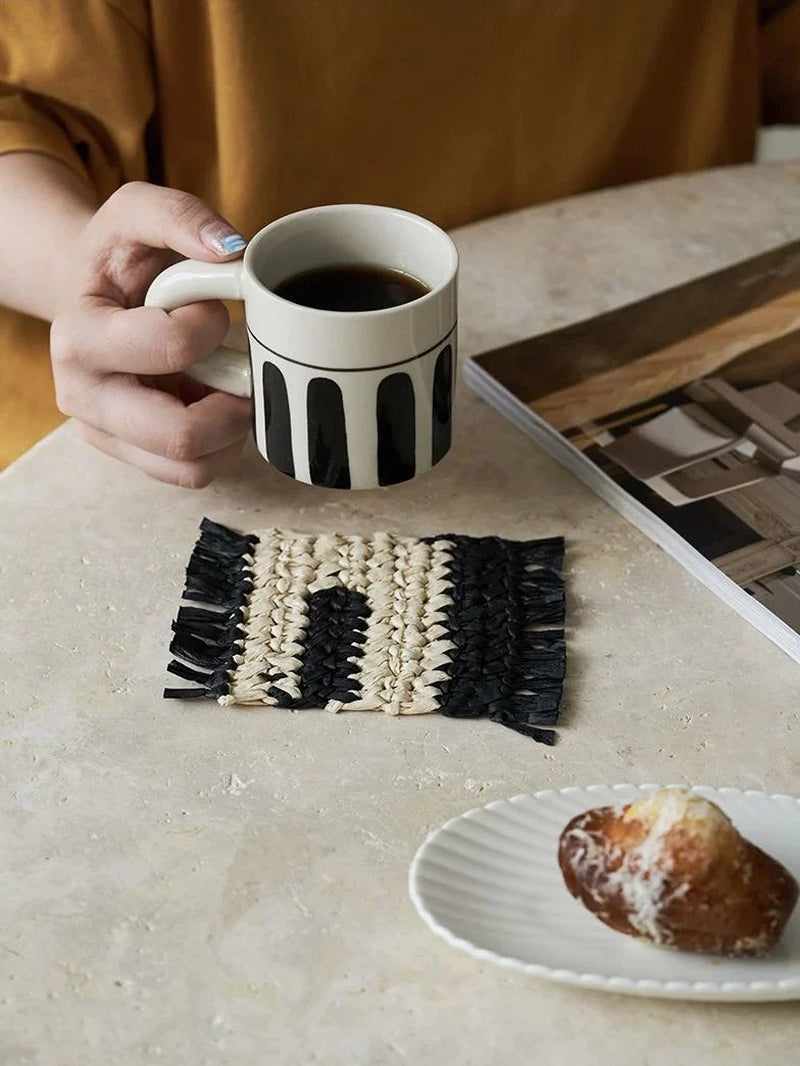 Handmade Nordic Woven Reed Placemats | Set of 4, Retro Elegant Table Setting