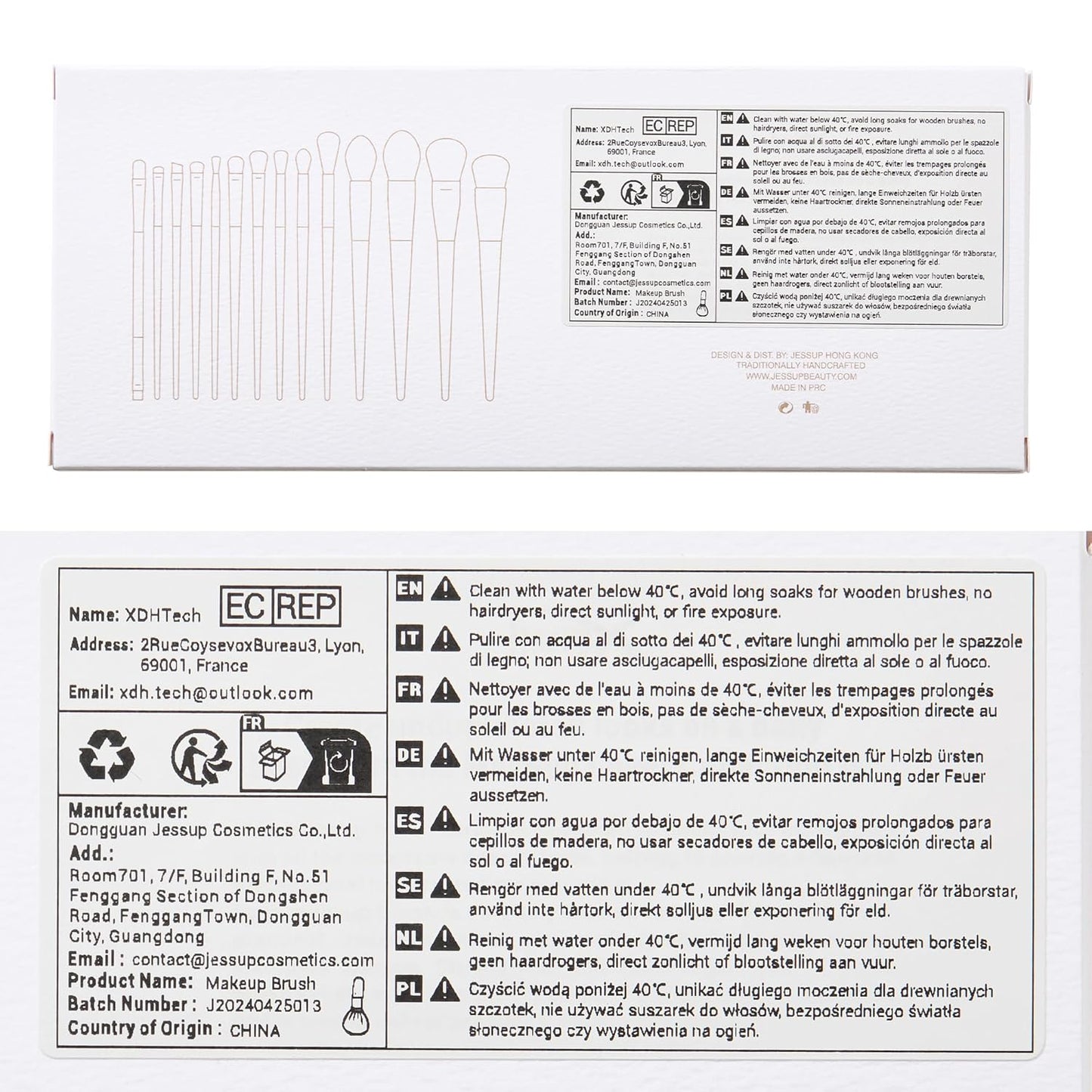 14-Piece Makeup Brush Set – Premium Synthetic Brushes for Foundation, Contour, Blush, Eyeshadow & Blending, Light Grey