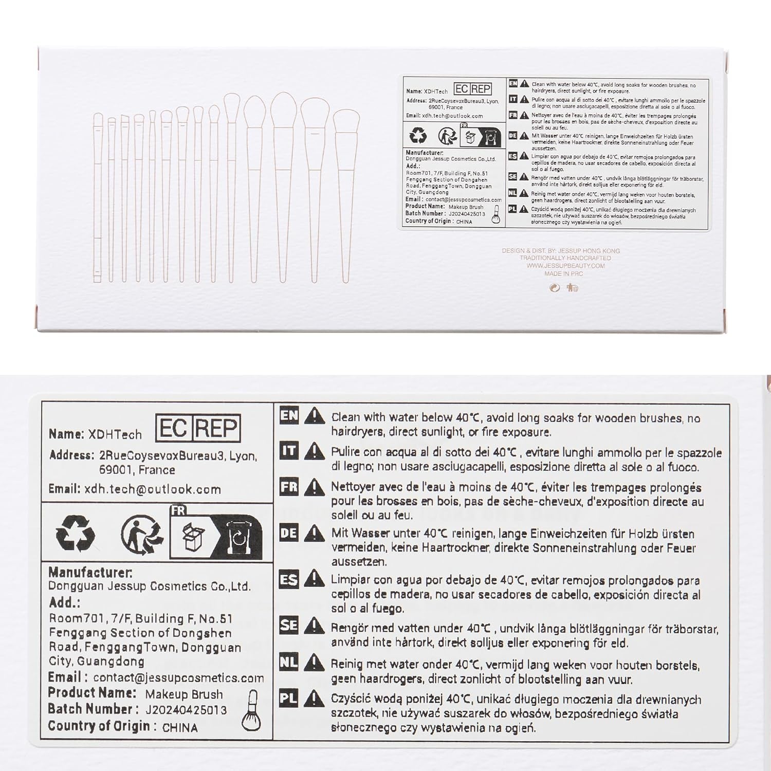 14-Piece Makeup Brush Set – Premium Synthetic Brushes for Foundation, Contour, Blush, Eyeshadow & Blending, Light Grey