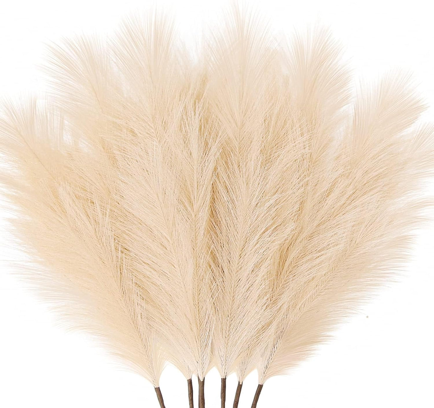7-Pcs 38"/3.1FT Faux Pampas Grass Large Tall Fluffy Artificial Fake Flower Boho Decor Bulrush Reed Grass for Vase Filler Farmhouse Home Wedding Decor (Green)