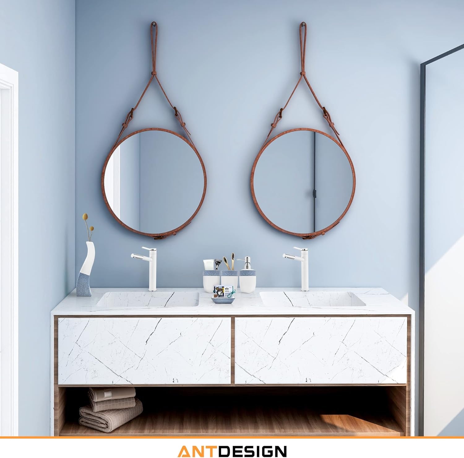 5-Piece Ceramic Bathroom Accessory Set | Soap Dispenser, Soap Dish, Toothbrush Holder & Vase for Modern Bathroom Décor