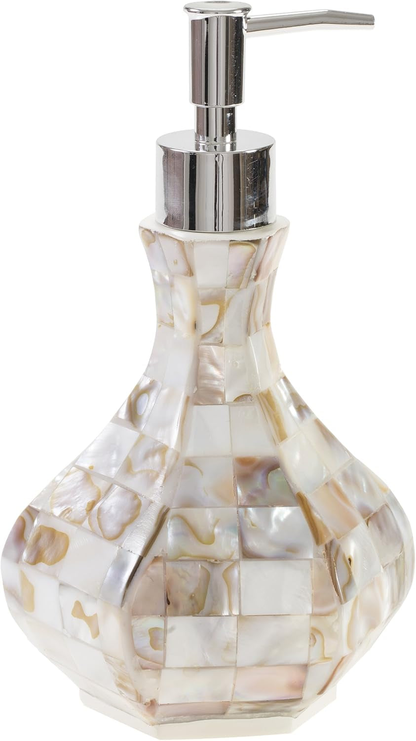 Milano 4-Piece Bathroom Accessory Set | Mother of Pearl Soap Dispenser, Toothbrush Holder, Tumbler & Soap Dish