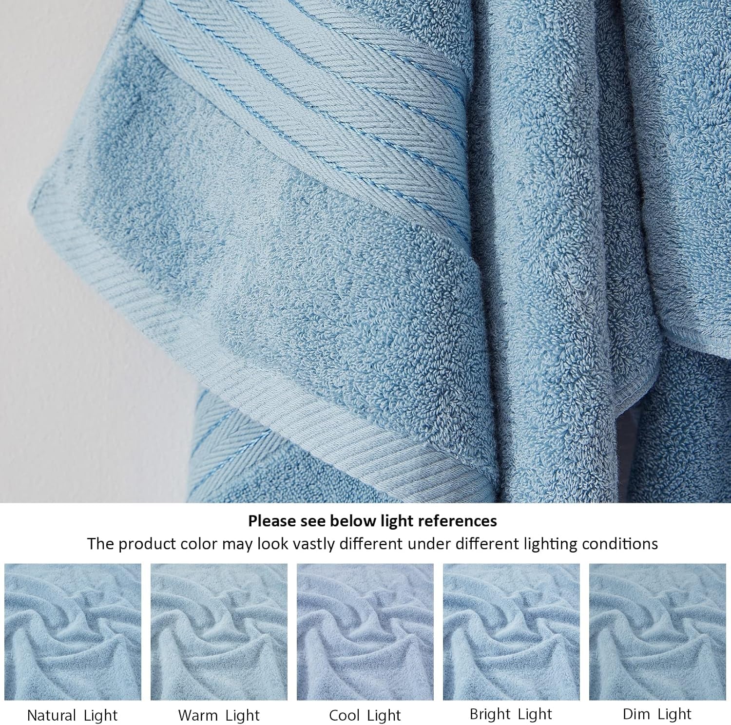 Light Blue 6-Piece Turkish Cotton Towel Set | 650 GSM Luxury Soft, Absorbent & Durable Bathroom Towels