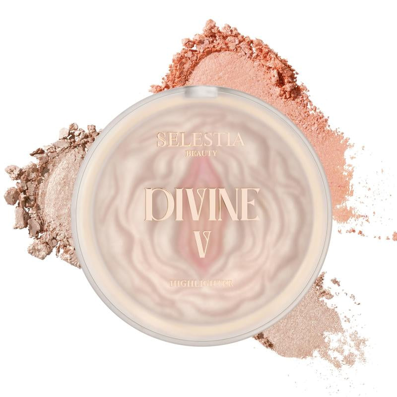 SELESTIA BEAUTY Highlighter Makeup Powder Divine V - Highlighter Powder for Radiant Glow - Face Highlighter for All Skin Tones