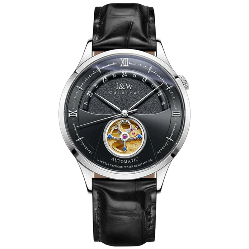 Luxury Blue Tourbillon Men’s Automatic Watch | I&W MIYOTA, Sapphire Glass, Italy Leather