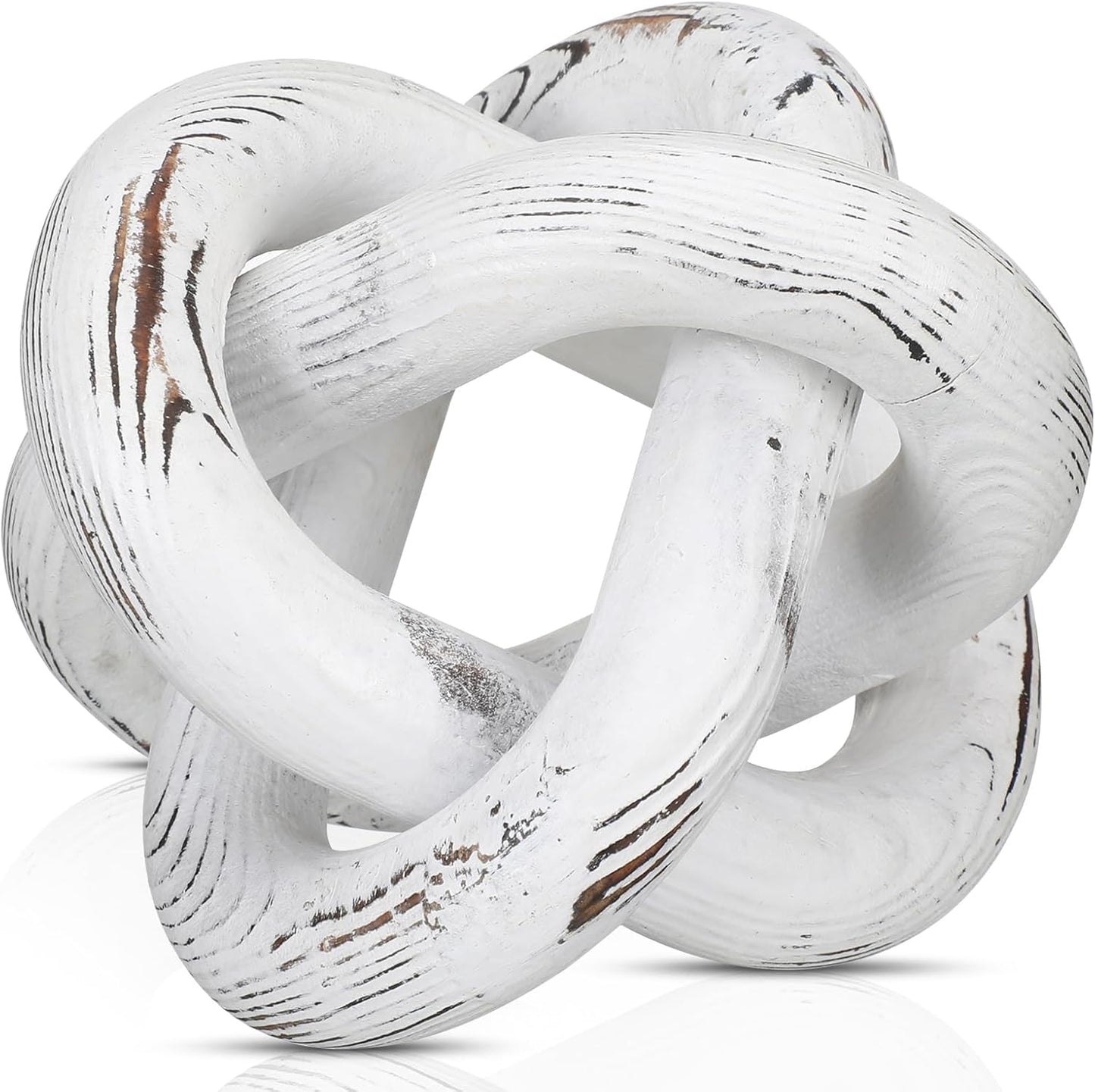 3 Link Wood Knot Decor | Hand-Carved Boho Coffee Table & Shelf Decoration, Rustic Modern Home Accent