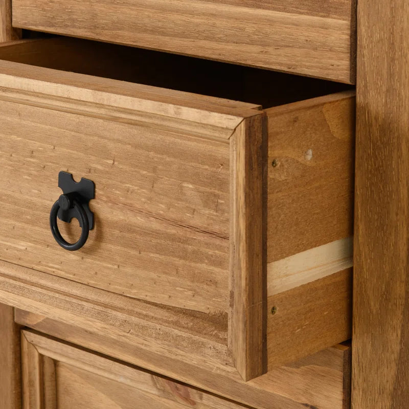 Odelie Solid Wood Farmhouse Buffet Cabinet Sideboard 2 Doors 5 Drawers