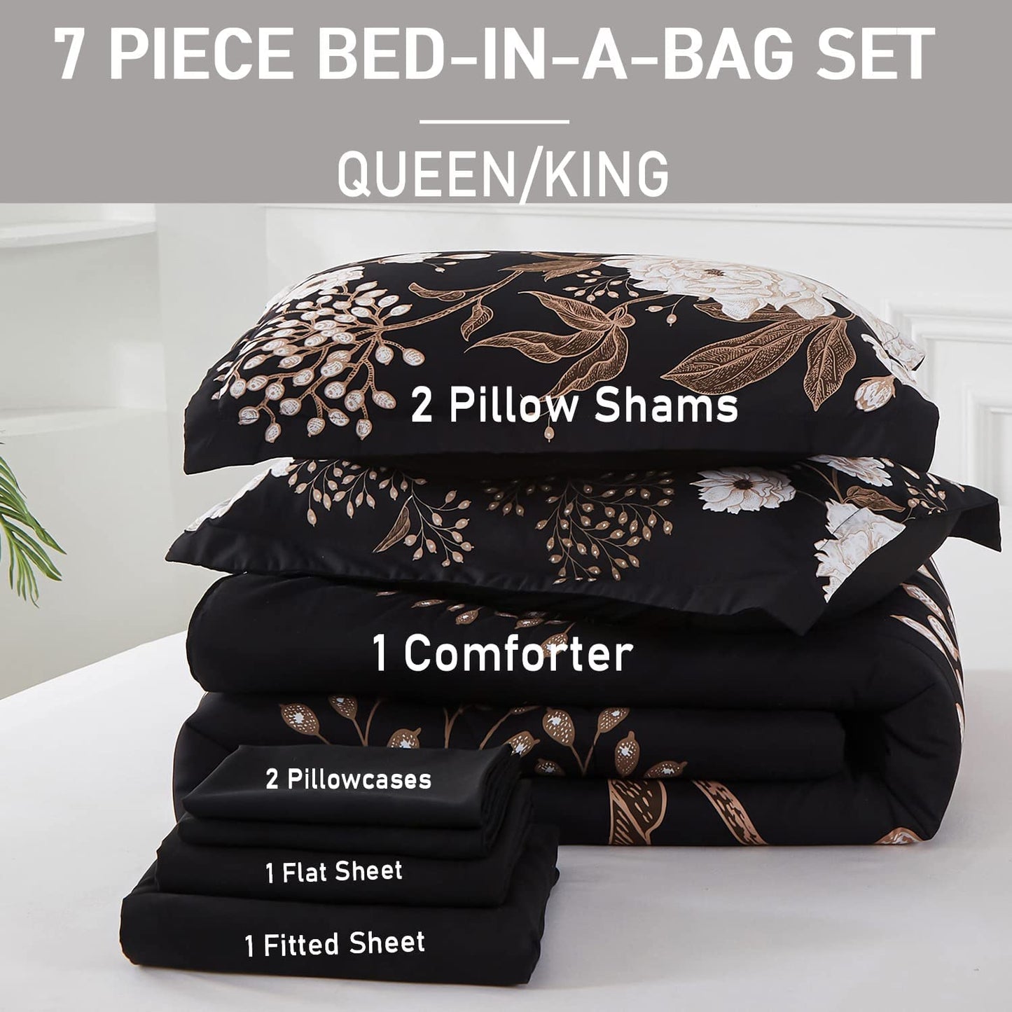 7-Piece Bed in a Bag Comforter Set | Reversible Soft Microfiber Bedding, All-Season Sheet Set