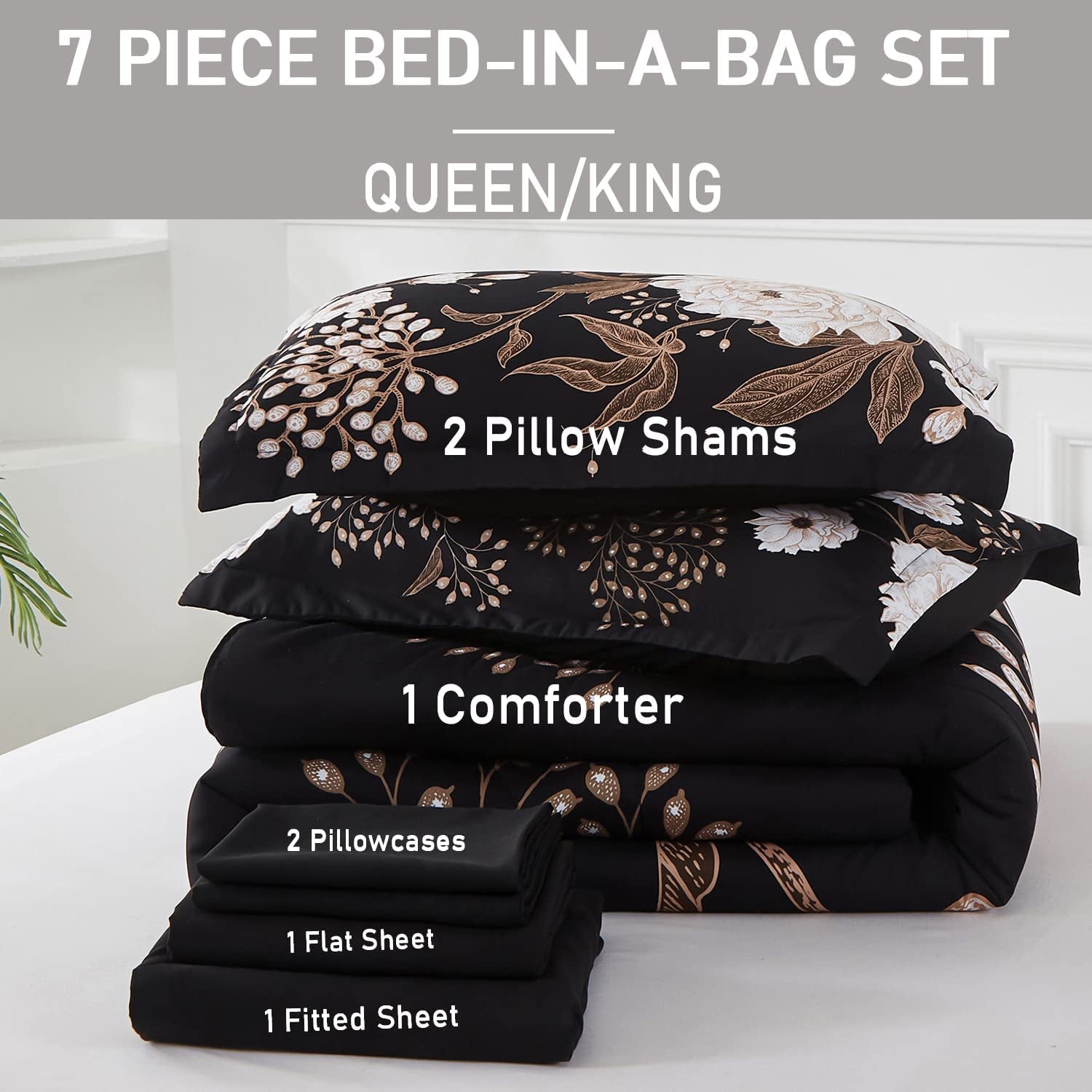 7-Piece Bed in a Bag Comforter Set | Reversible Soft Microfiber Bedding, All-Season Sheet Set