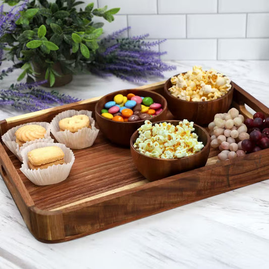 Acacia Wood 17.75 in X 12 in X 2 in Rectangle Serving Tray