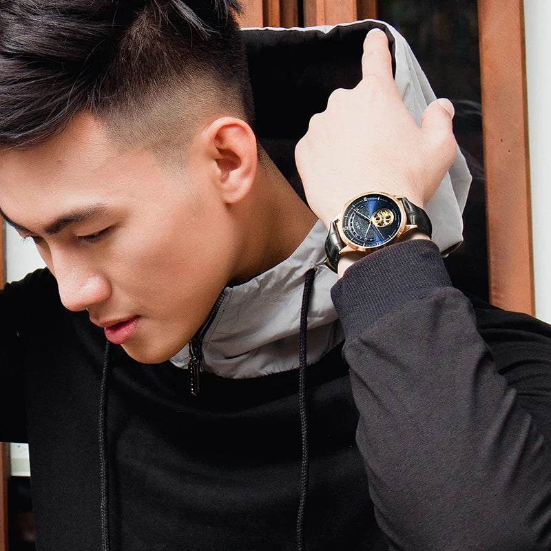 Luxury Blue Tourbillon Men’s Automatic Watch | I&W MIYOTA, Sapphire Glass, Italy Leather