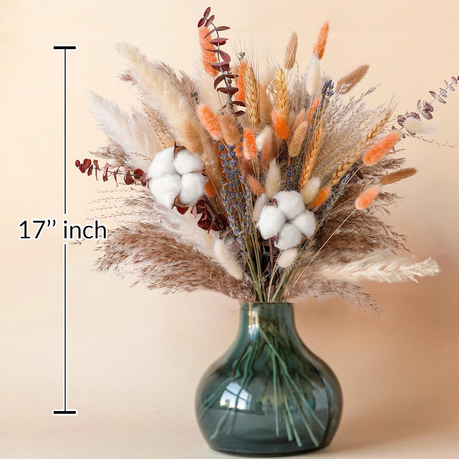Fall Dried Flower Bouquet | Boho Autumn Arrangement with Pampas Grass, Cotton & Bunny Tails