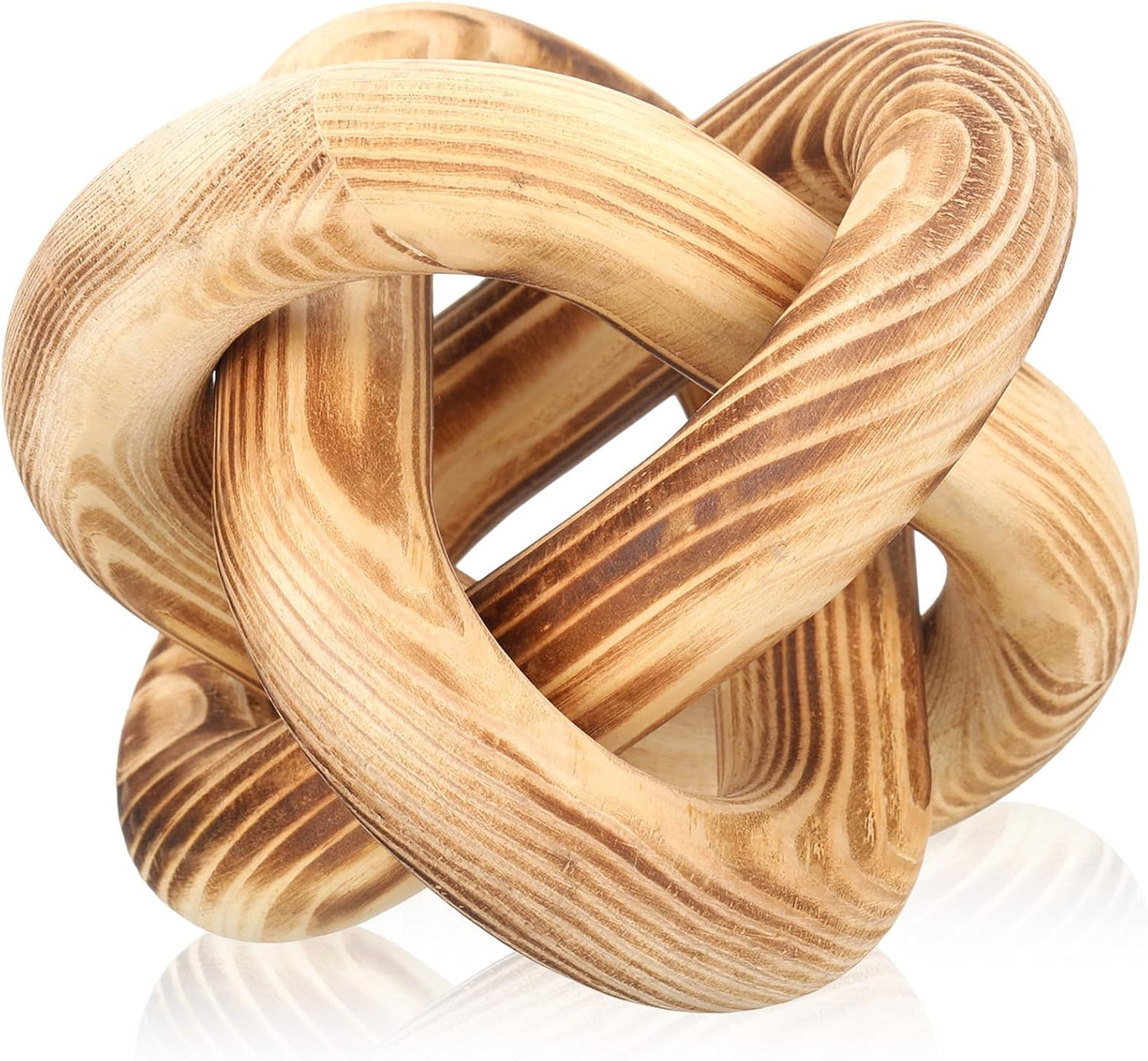 3 Link Wood Knot Decor | Hand-Carved Boho Coffee Table & Shelf Decoration, Rustic Modern Home Accent