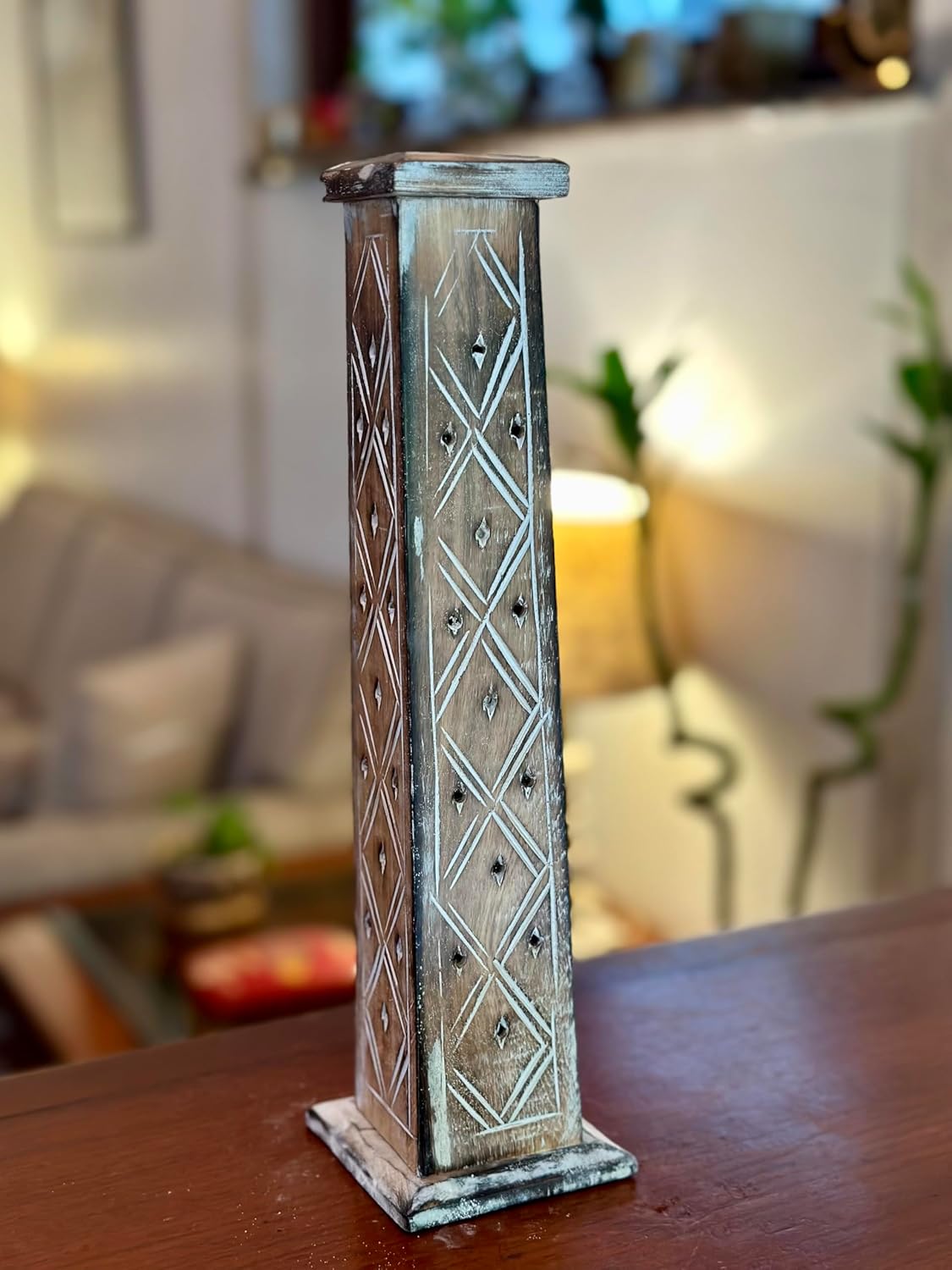 Wooden Incense Burner Tower | Stick & Cone Holder for Meditation & Home Fragrance