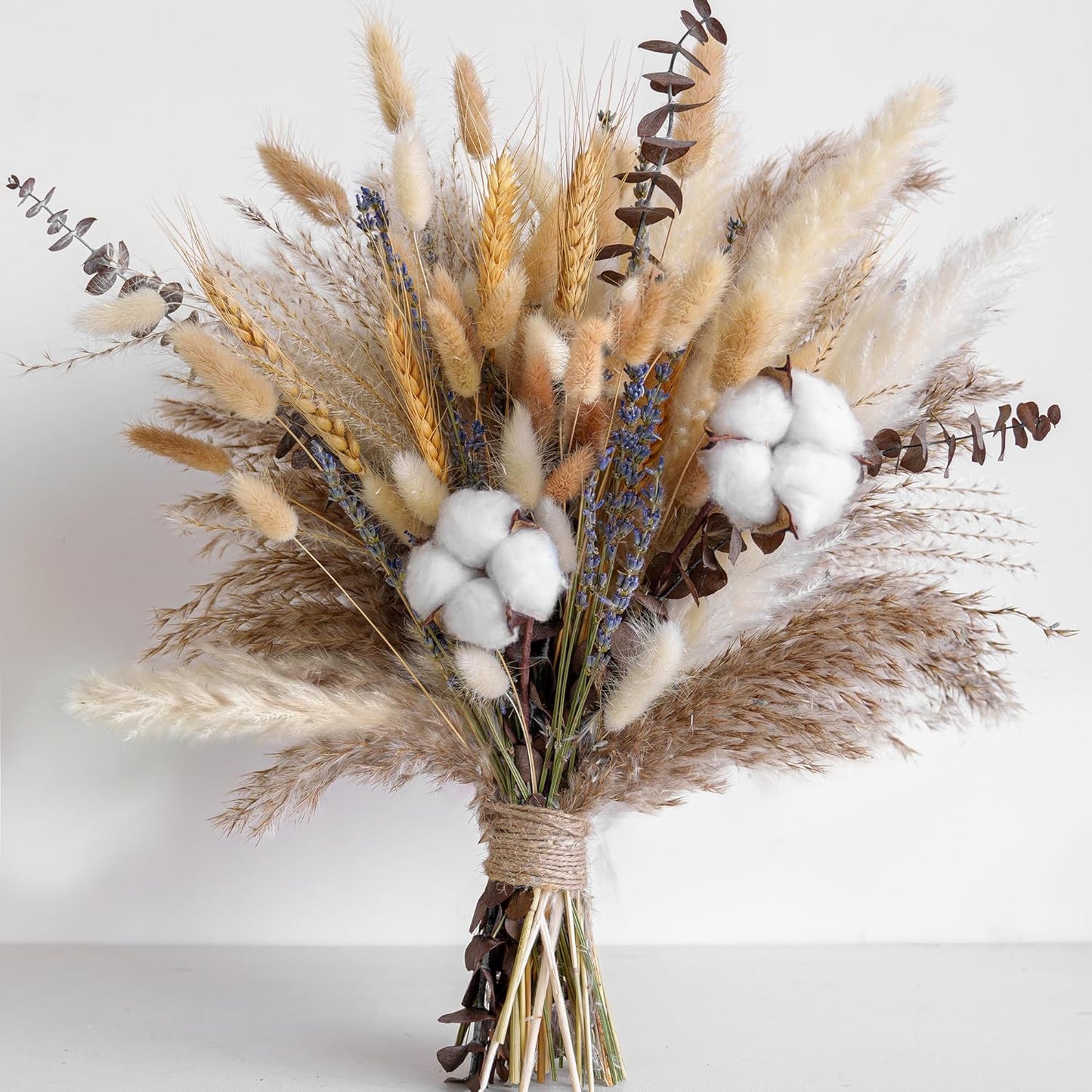 Fall Dried Flower Bouquet | Boho Autumn Arrangement with Pampas Grass, Cotton & Bunny Tails