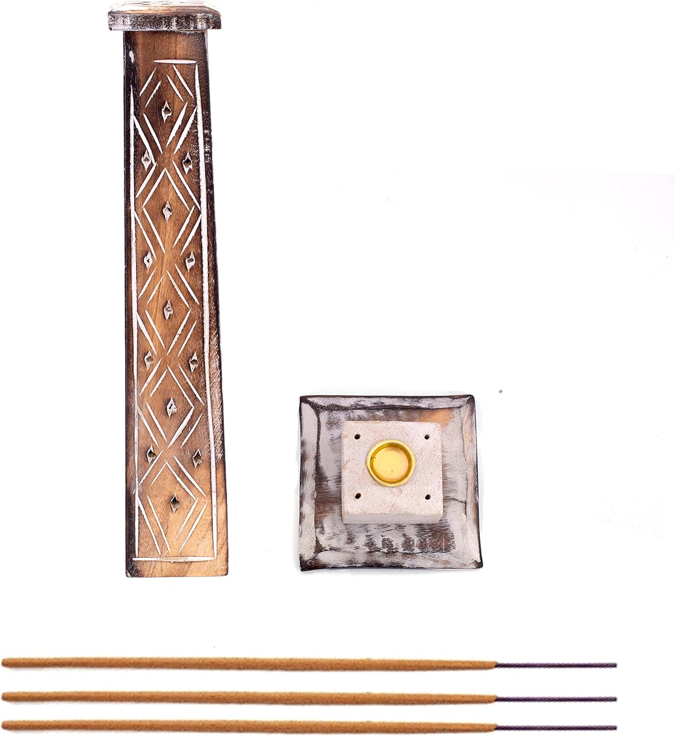 Wooden Incense Burner Tower | Stick & Cone Holder for Meditation & Home Fragrance