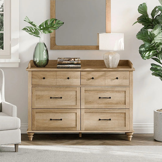 Wood Kids Dresser with 6 Drawers | Mid-Century Oak Nursery Chest