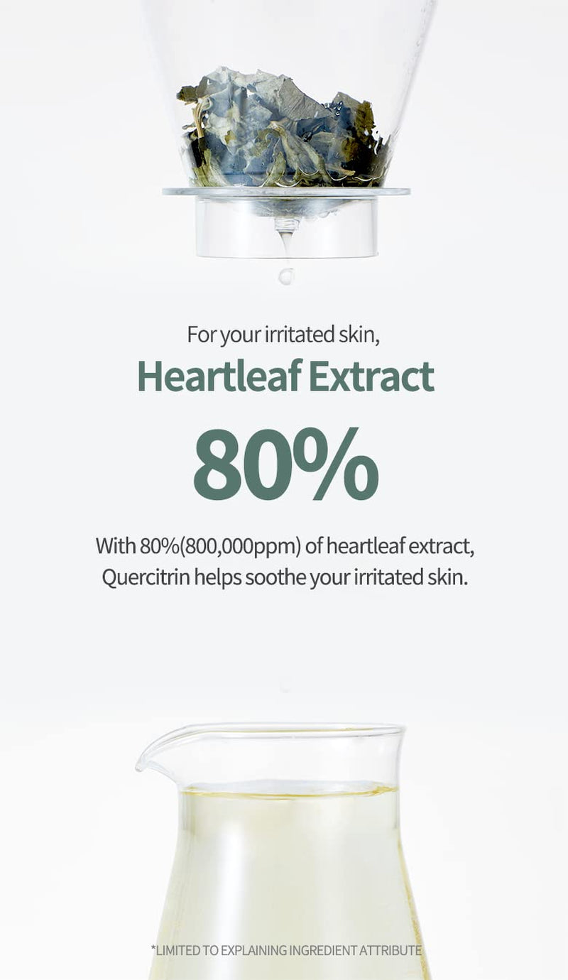 Heartleaf 80 Soothing Ampoule |Hydrating Korean Facial Serum with Panthenol & Hyaluronic Acid, Vegan Lightweight Essence 30ml