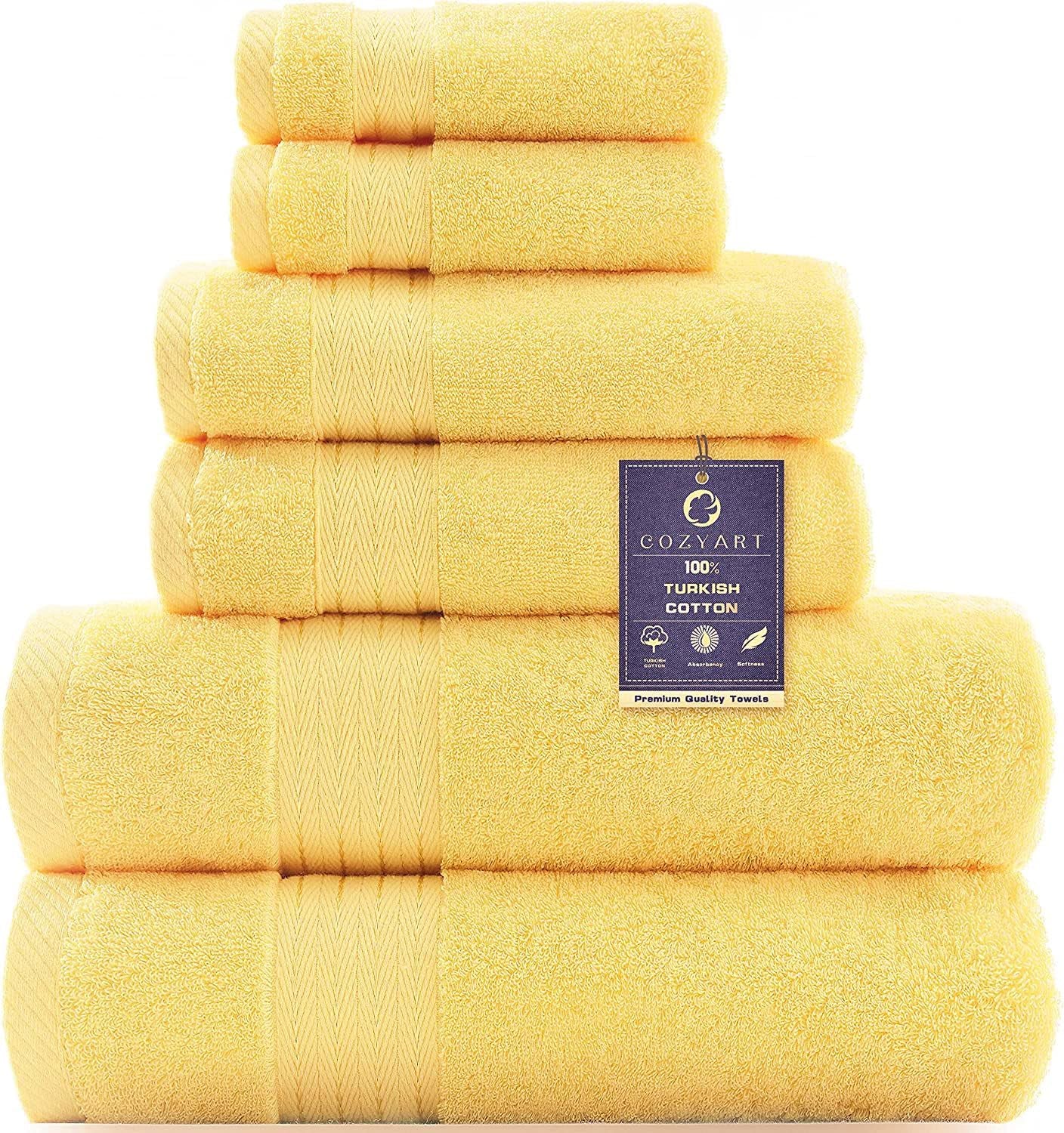 Light Blue 6-Piece Turkish Cotton Towel Set | 650 GSM Luxury Soft, Absorbent & Durable Bathroom Towels