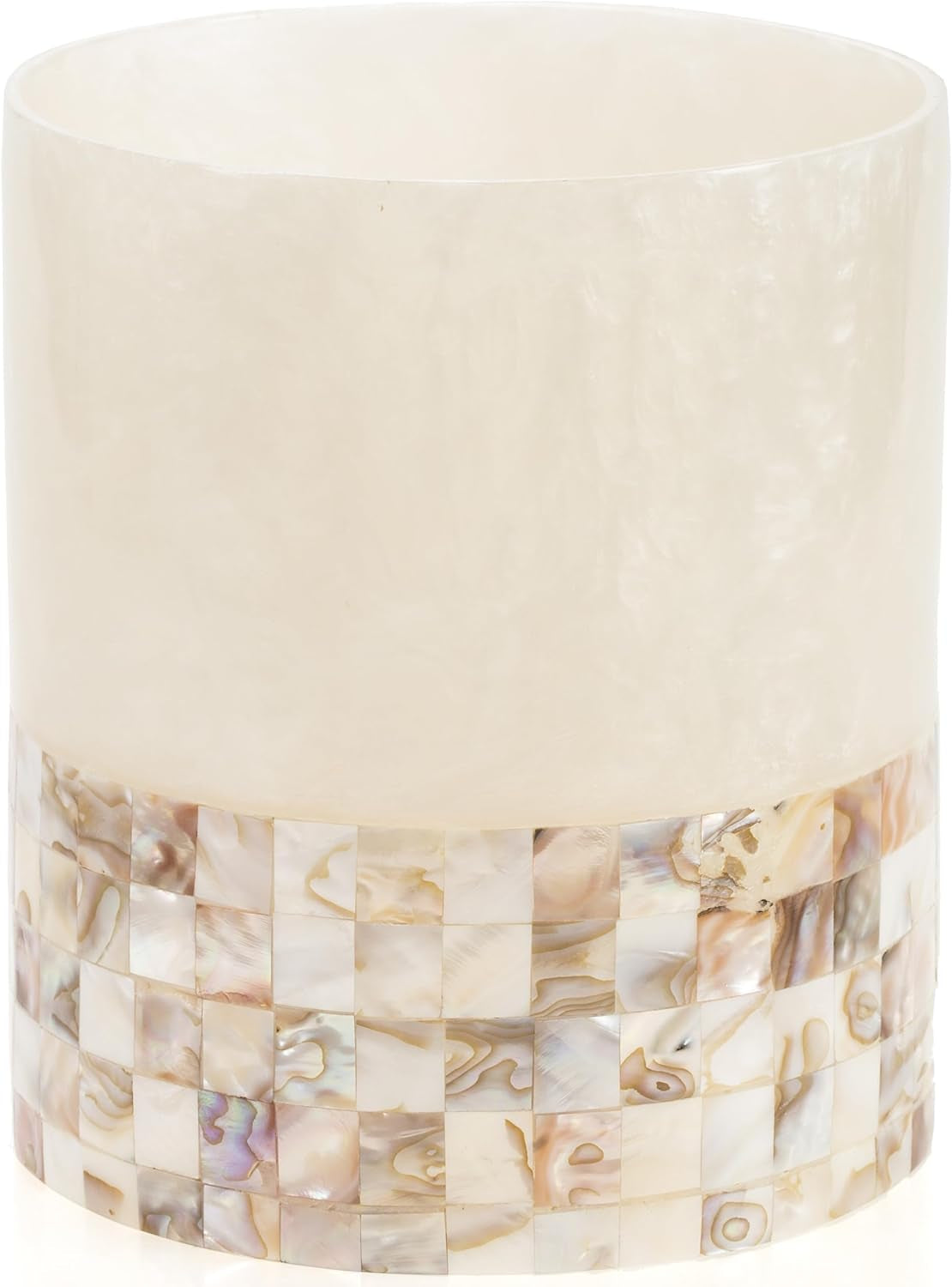 Milano 4-Piece Bathroom Accessory Set | Mother of Pearl Soap Dispenser, Toothbrush Holder, Tumbler & Soap Dish