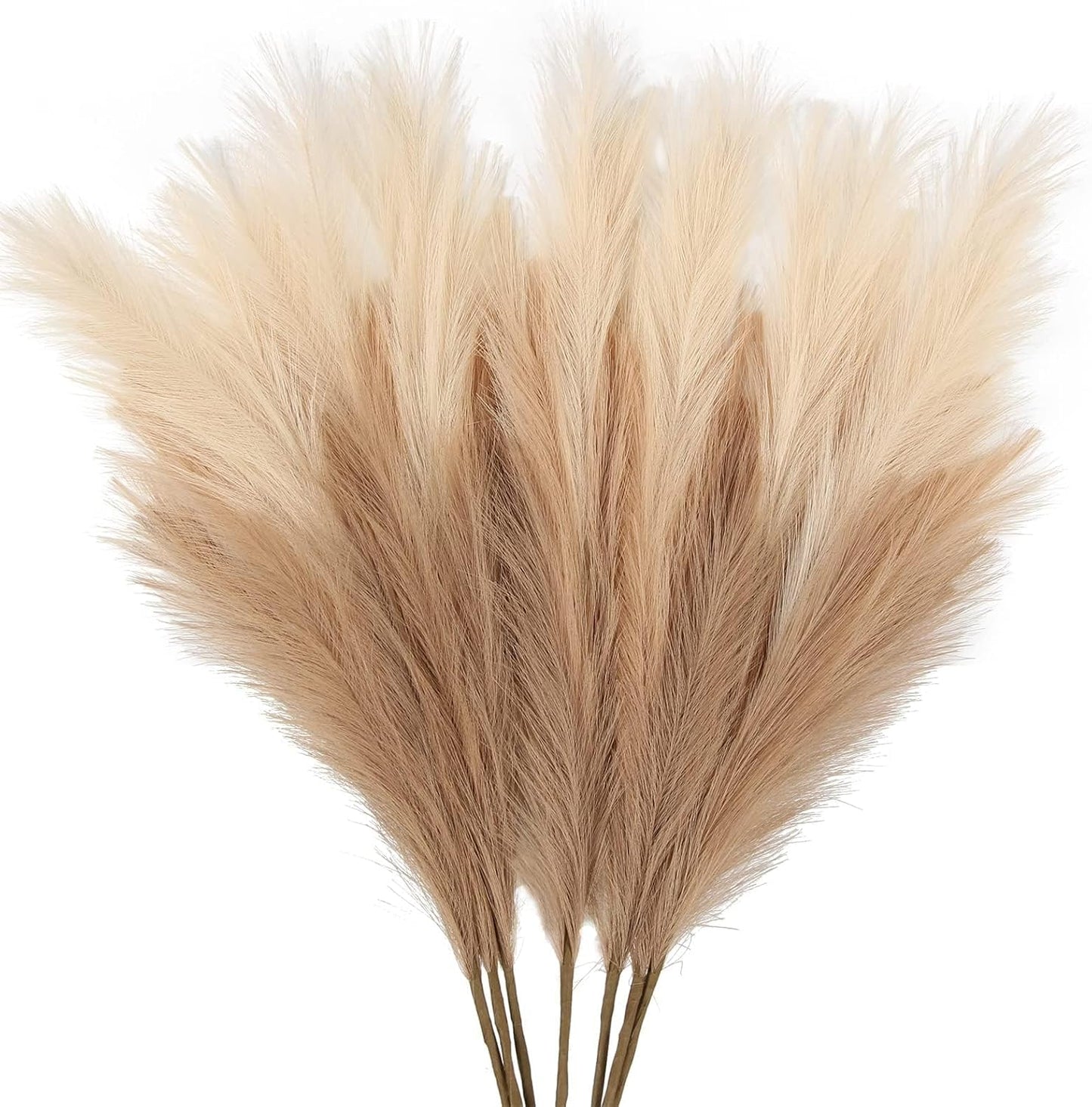 7-Pcs 38"/3.1FT Faux Pampas Grass Large Tall Fluffy Artificial Fake Flower Boho Decor Bulrush Reed Grass for Vase Filler Farmhouse Home Wedding Decor (Green)
