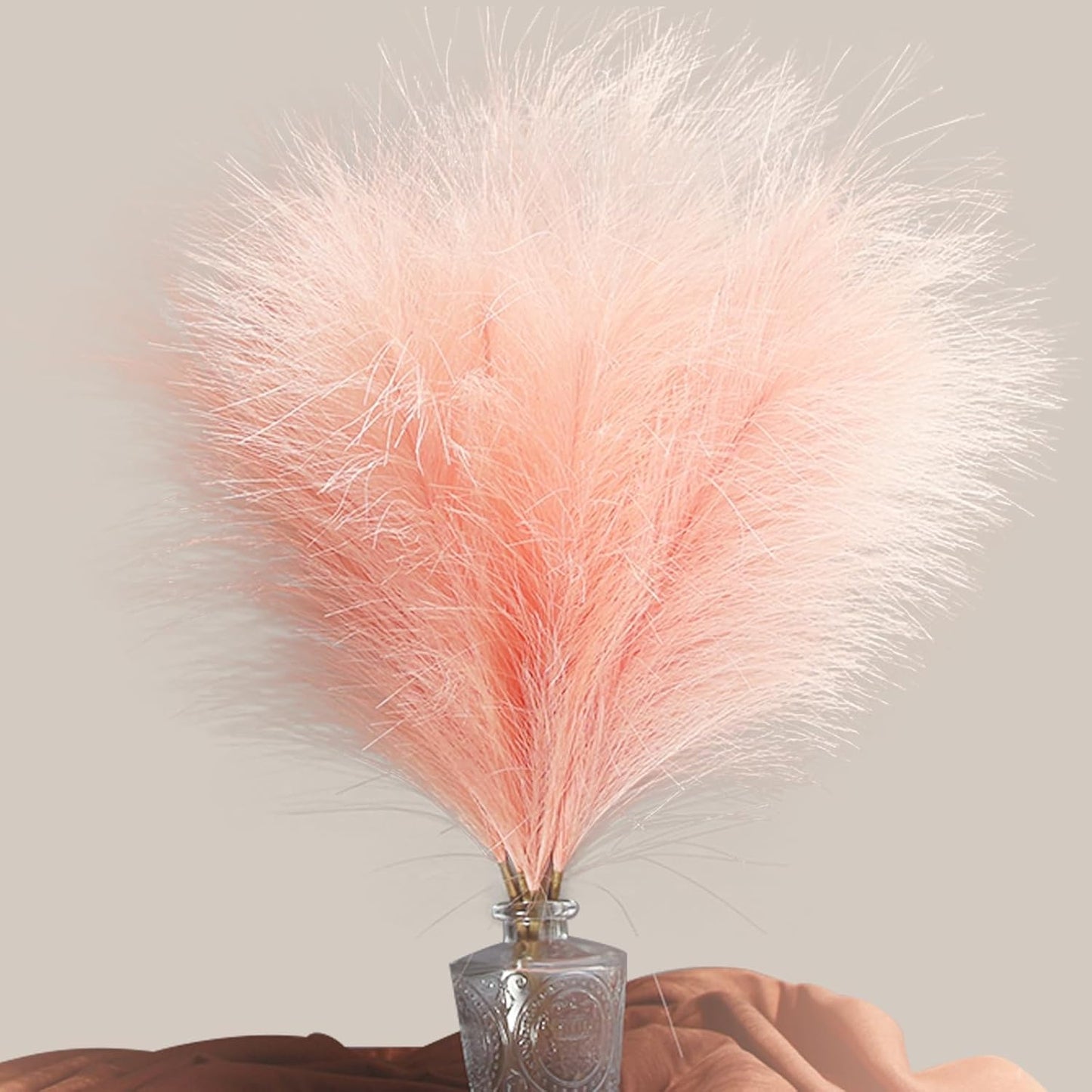 7-Pcs 38"/3.1FT Faux Pampas Grass Large Tall Fluffy Artificial Fake Flower Boho Decor Bulrush Reed Grass for Vase Filler Farmhouse Home Wedding Decor (Green)