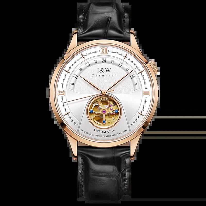 Luxury Blue Tourbillon Men’s Automatic Watch | I&W MIYOTA, Sapphire Glass, Italy Leather