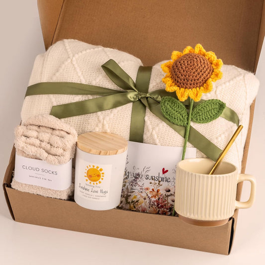 Sunflower Gift Basket for Women | Unique Birthday, Get Well Soon & Thinking of You Care Package