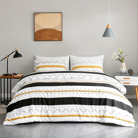 Modern Comforter Set | Soft Microfiber Bedding, 1 Comforter & 2 Pillowcases, Reversible Lightweight Set