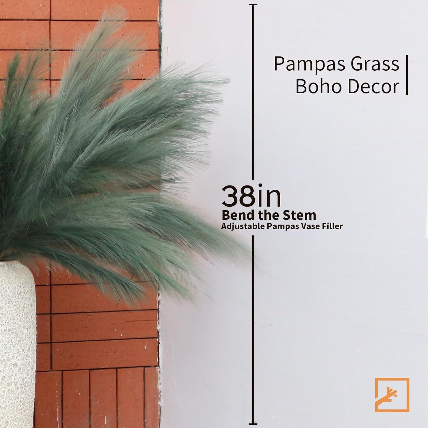 7-Pcs 38"/3.1FT Faux Pampas Grass Large Tall Fluffy Artificial Fake Flower Boho Decor Bulrush Reed Grass for Vase Filler Farmhouse Home Wedding Decor (Green)