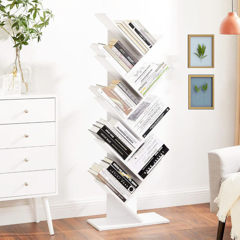 Trivette Geometric Bookcase | Modern Multi-Tier Display Shelf