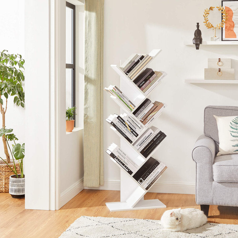 Trivette Geometric Bookcase | Modern Multi-Tier Display Shelf