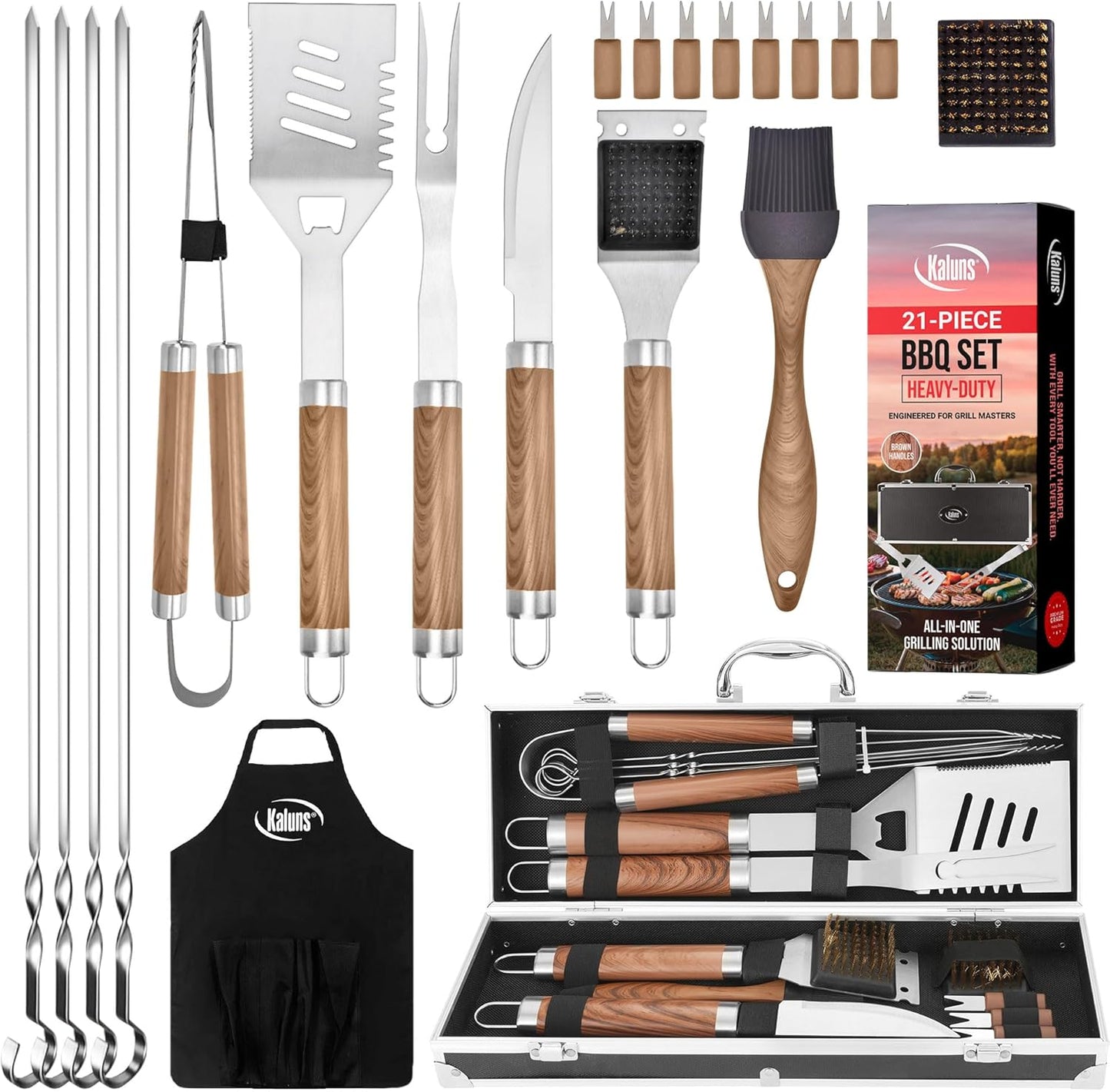 Heavy-Duty Stainless Steel BBQ Grill Tool Set | Grilling Accessories & Gifts for Men, Dad, Christmas, Birthday