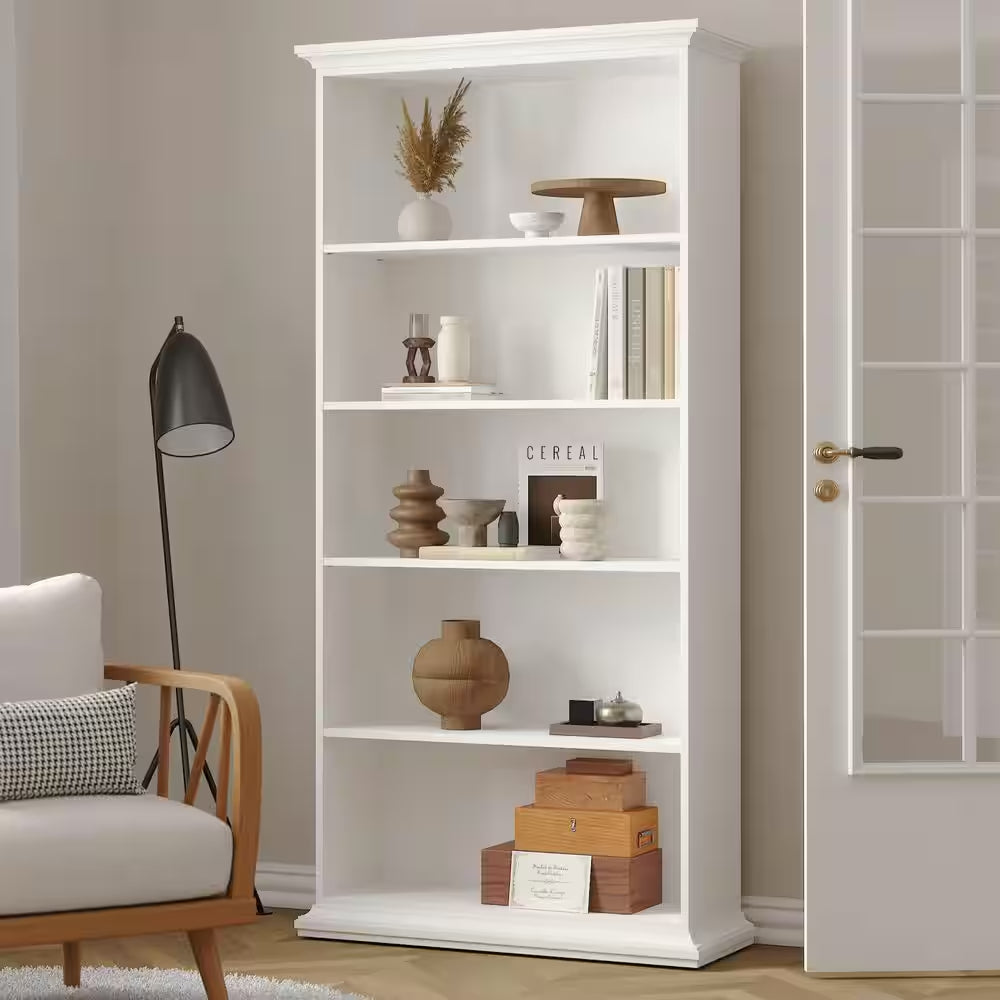 Sonoma White 5-Shelf Bookcase | Modern Open Storage Display