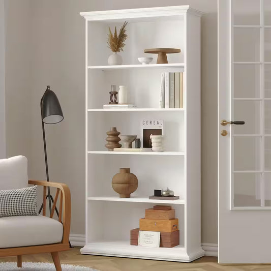 Sonoma White 5-Shelf Bookcase | Modern Open Storage Display