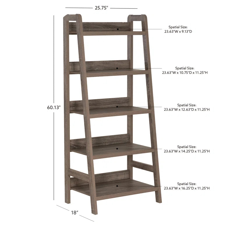 Eiland Ladder Bookcase | Modern 5-Tier Leaning Storage Shelf